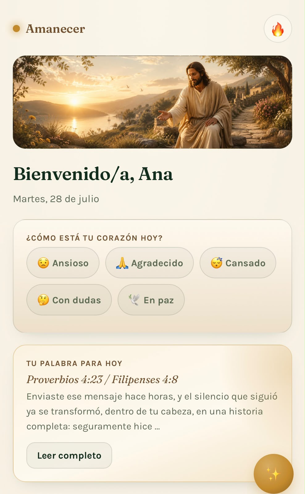 Captura del Inicio — devocional del día